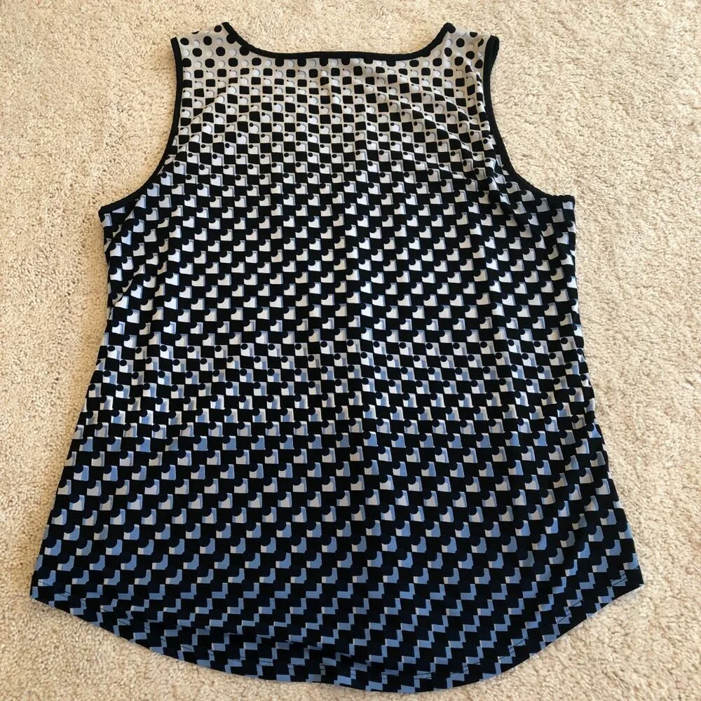 White House Black Market Key Hole Sleeveless Women's Blouse Tank Top Blue Black - Picture 6 of 11